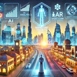 DALLE 2025-01-01 162324 - A visually engaging image showcasing futuristic marketing trends for 2025 in the UAE featuring a vibrant cityscape with iconic UAE landmarks like the - Yalla Pages